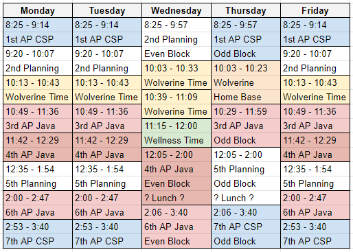 Schedule